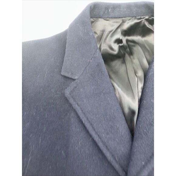 Vintage “Man In Wool” Pure Wool Deep Navy Blue Topcoat XL  46x42 - Picture 3 of 8